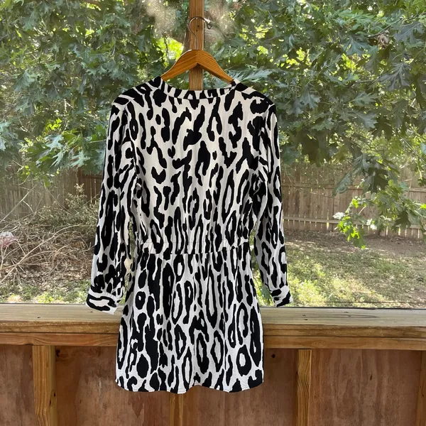 Zara Women's Animal Print Long Sleeve Mini Shirt Dress Size M - Image 4