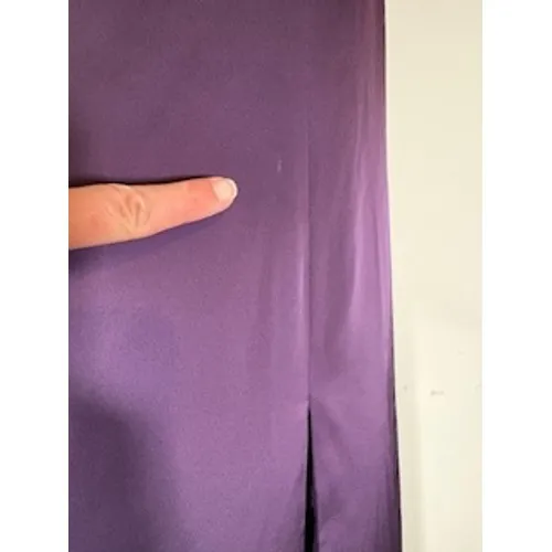 Birdy Grey One Shoulder Maxi Dress Purple Satin Slit Gown Bridesmaid Small - Image 5