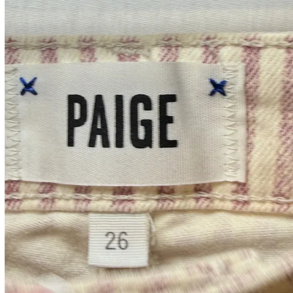 PAIGE Nellie‎ Culotte High Rise Pink White Striped Wide Leg Jeans Size 26 - Image 3