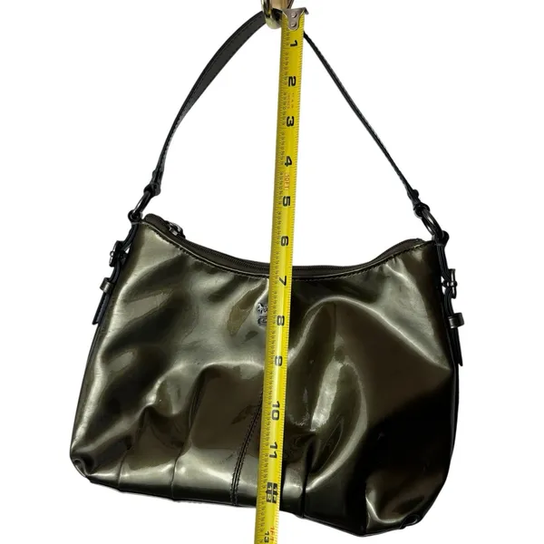 Coach‎ Y2K Madison Patent Leather Demi Small Pleated Pewter Handbag Pouch 46619 - Image 10