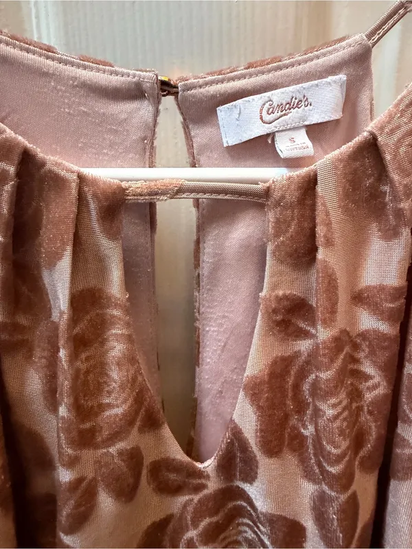 Candie's Blush Brownish Pink Floral Halter Mini Dress size S - Image 2