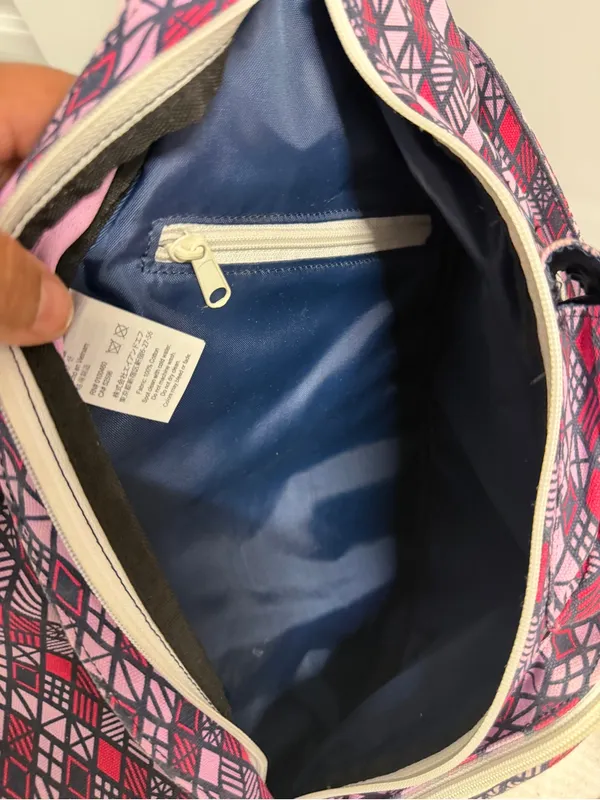 KAVU Rope Sling Backpack Pink Black Geometric Crossbody Travel Hiking Bag - Image 6