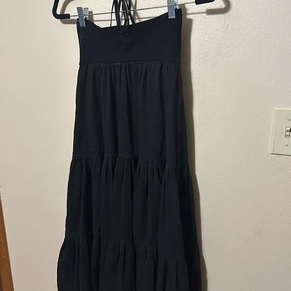 Theory Melcia black linen halter tiered cover‎ up dress One Size Fits Most - Image 8