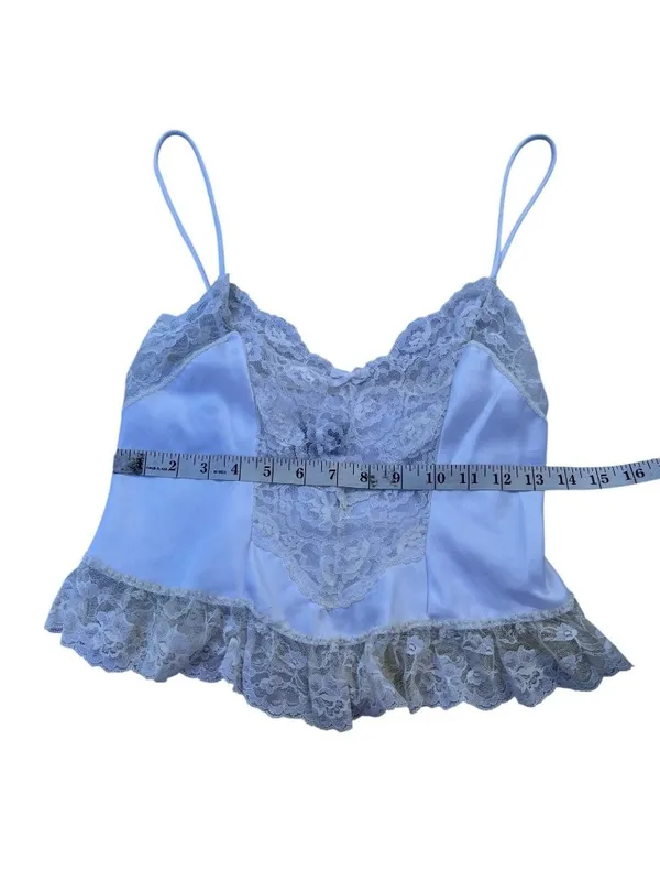 Vintage Lis Levesque White Lace Satin Camisole Top Small Made In USA 21r - Image 9