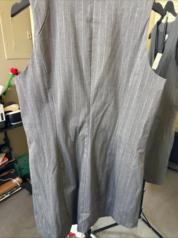 a new day Gray Pinstripe V-Neck Button Front Dress - Image 5