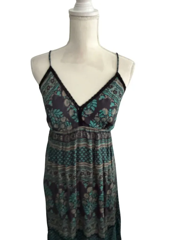 BLACK Green Floral Maxi Dress Size Large Womens - Image 7