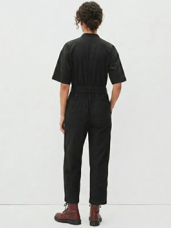 NWT Everlane The Fatigue Short-Sleeve Jumpsuit in Black Belted Cotton Utility 6 - Image 3