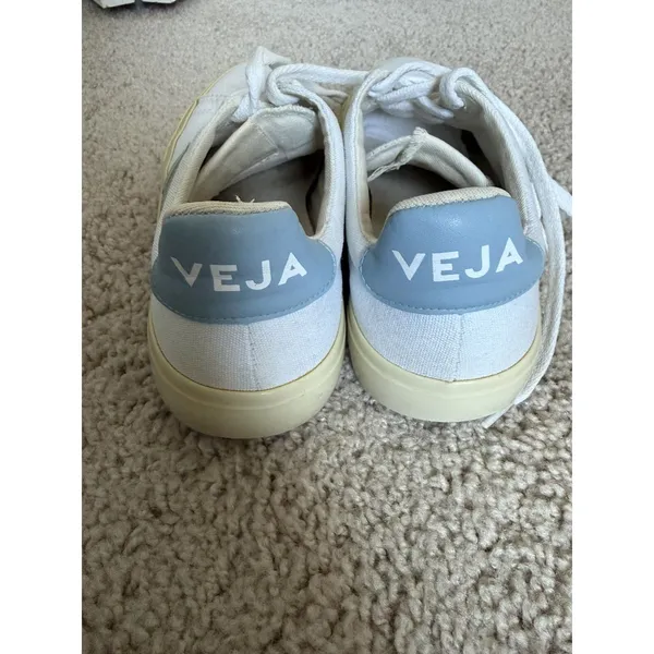 Veja Campo Canvas Sneakers Shoes White Blue - Women's Size 6 - Image 6