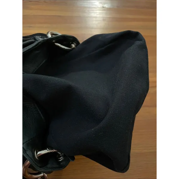 LAGGO Black Suede Leather Hobo Crossbody Bag Silver Grommet Hardware - Image 14