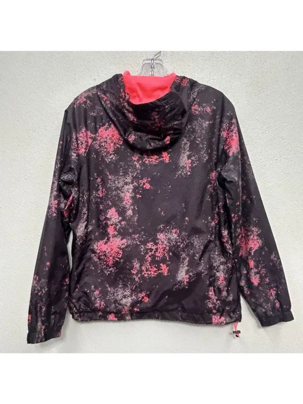 New Balance Women Windbreaker Jacket Size Medium Pink Burgundy Hooded Full Zip - Image 2