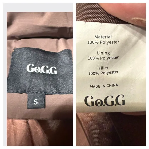 Go.G.G Classic Hooded Long Puffer Jacket Coffee Sz S NWT - Image 4