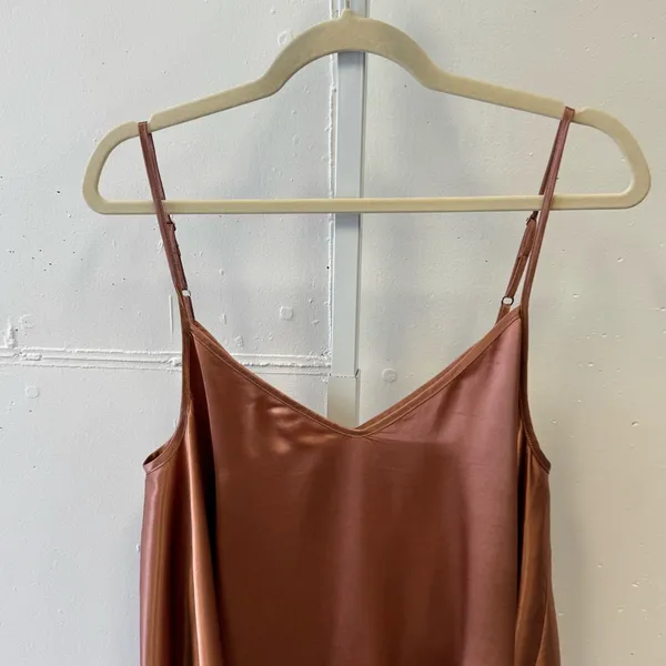 Enza Costa Satin Strappy Satin Swing Style Camisole‎ Bronze Large - Image 4