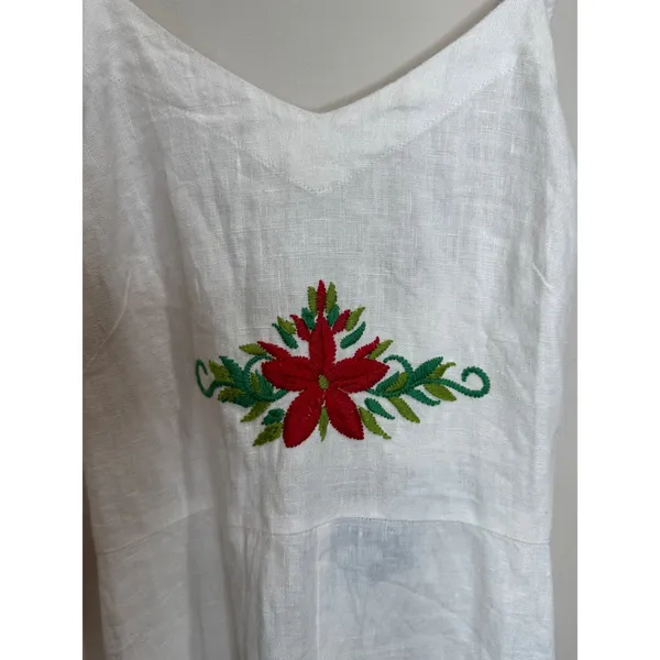 Reformation Shelly Embroidered White Linen Summer Maxi Sun Dress Sz 0 - Image 5