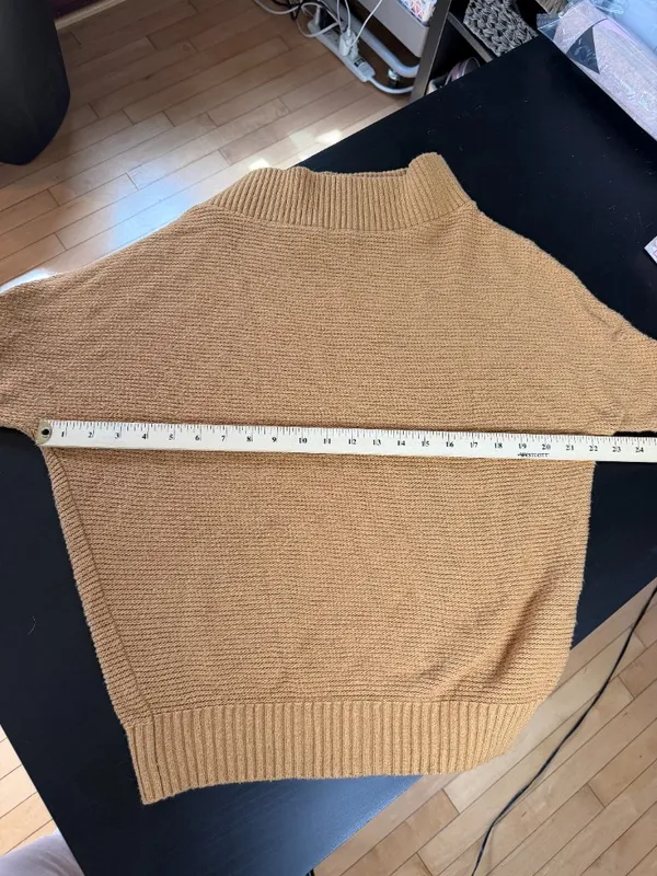 TCEC Ribbed Off Shoulder Soft Sweater 3/4 Length Sleeve Gold Size Medium - Image 7