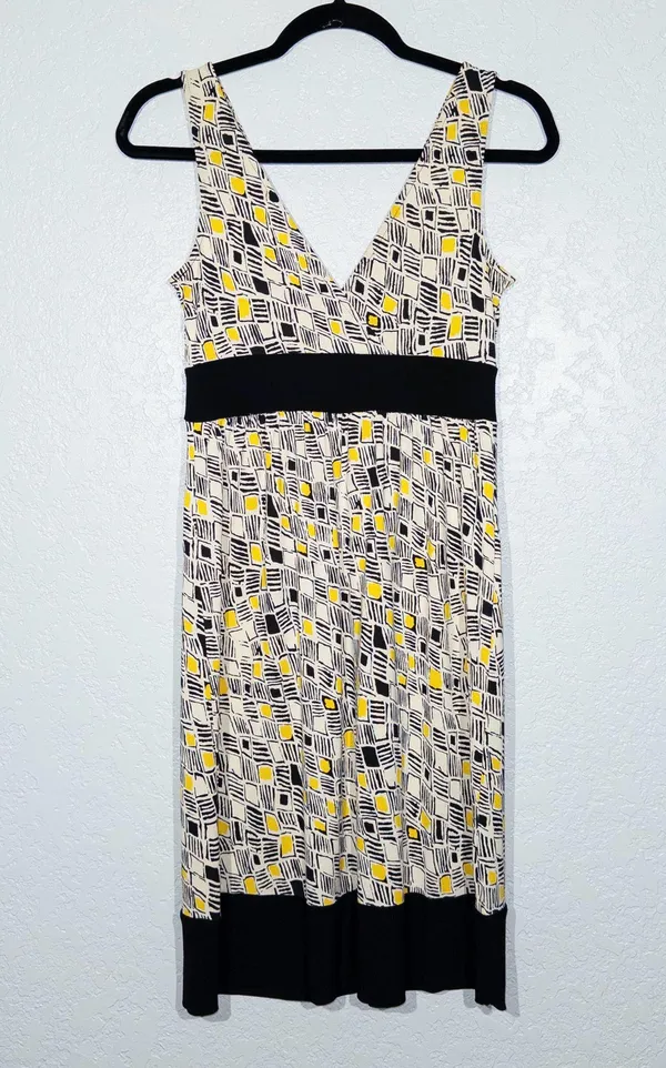 Diane Von Furstenberg Black & Yellow Ophelia Silk Mini Dress Size 4 - Image 4