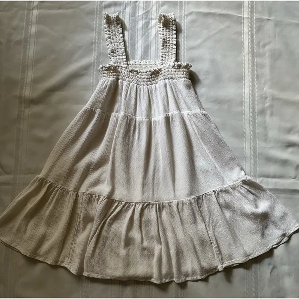 American Eagle Ivory Babydoll Dress with Smocked Bodice Size XS Lined boho style - Image 7