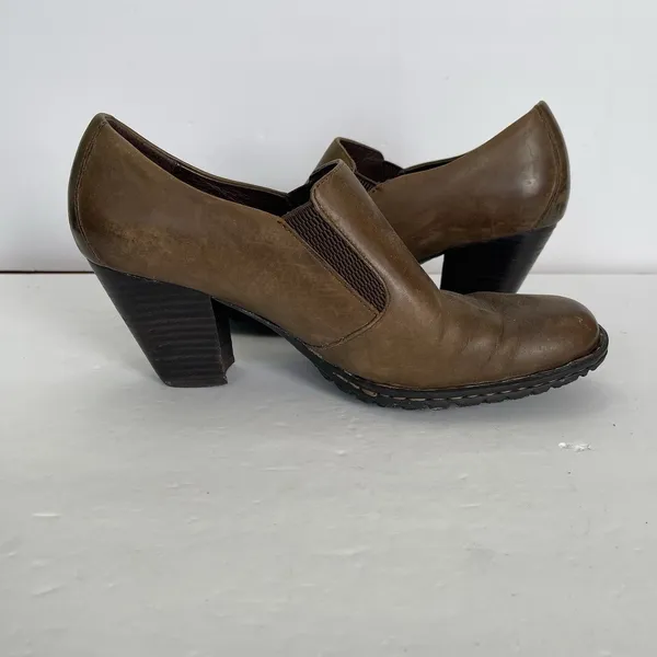 Born Shoes Gertrude Ankle‎ Booties Block Heel Pull On Brown Leather Women's 8 - Image 8