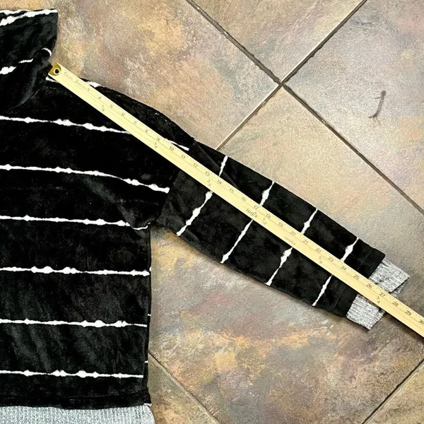 Como Vintage Black White Striped Drawstring Cowl Neck Sweatshirt XXL - Image 5