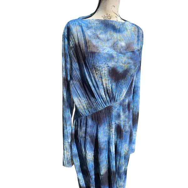 & Other Stories NWT Blue Tie Dye Pleated Mesh Midi Dress Stockholm Atelier‎ M - Image 5
