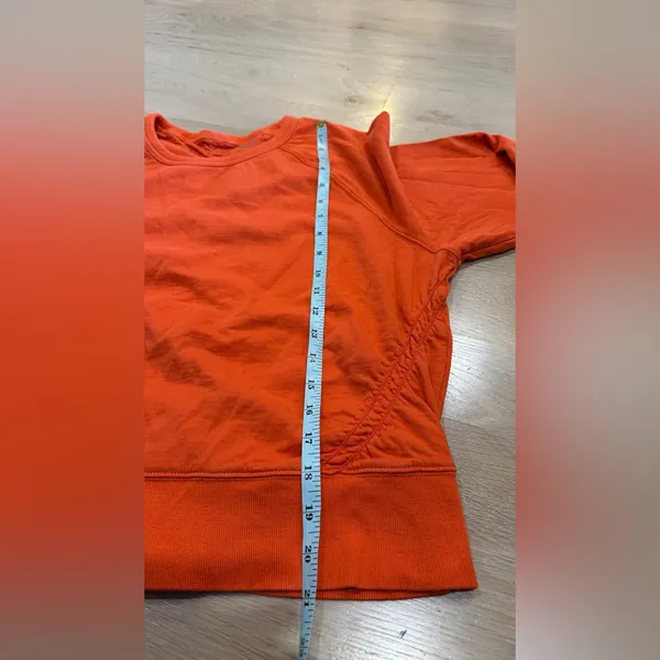 Athleta Sundown Puckered Crewneck orange pullover sweatshirt size large - Image 10