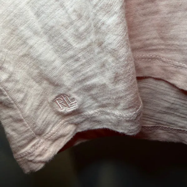 Lauren Ralph Lauren Henley Shirt Pink Small Slub Cotton Casual Work Office - Image 3