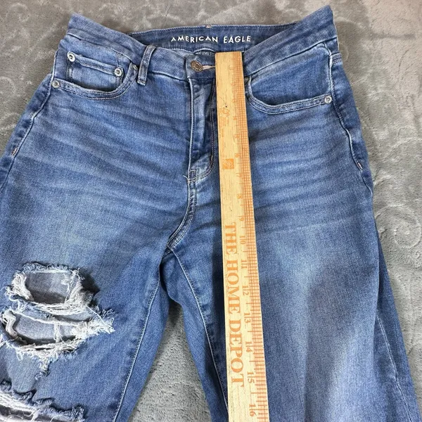 American Eagle Jeans Womens 6 Blue Curvy Super High Rise Flare Rips Festival - Image 12