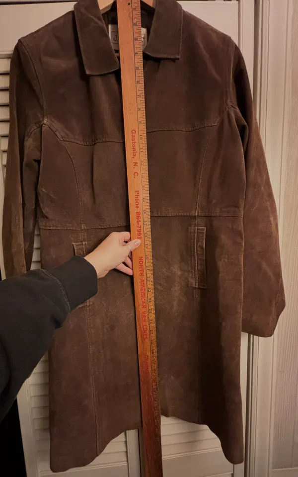 JG HOOK *VINTAGE*1990s* DARK BROWN SUEDE COAT Size M - Image 7