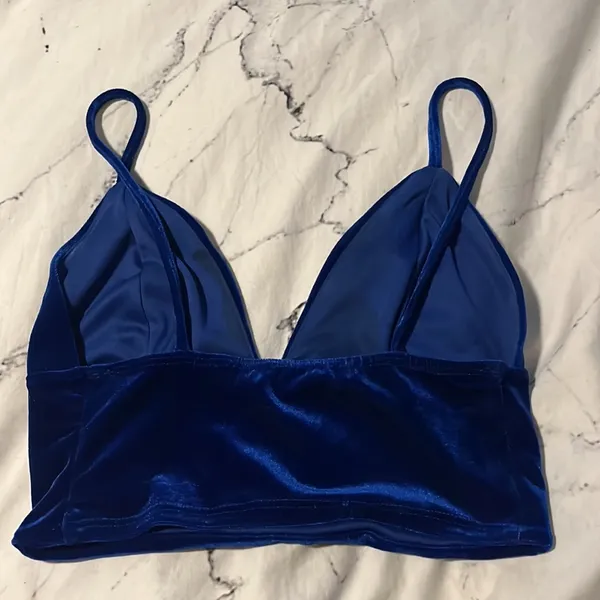Foreign Exchange Blue Velvet Crop Top - Image 2