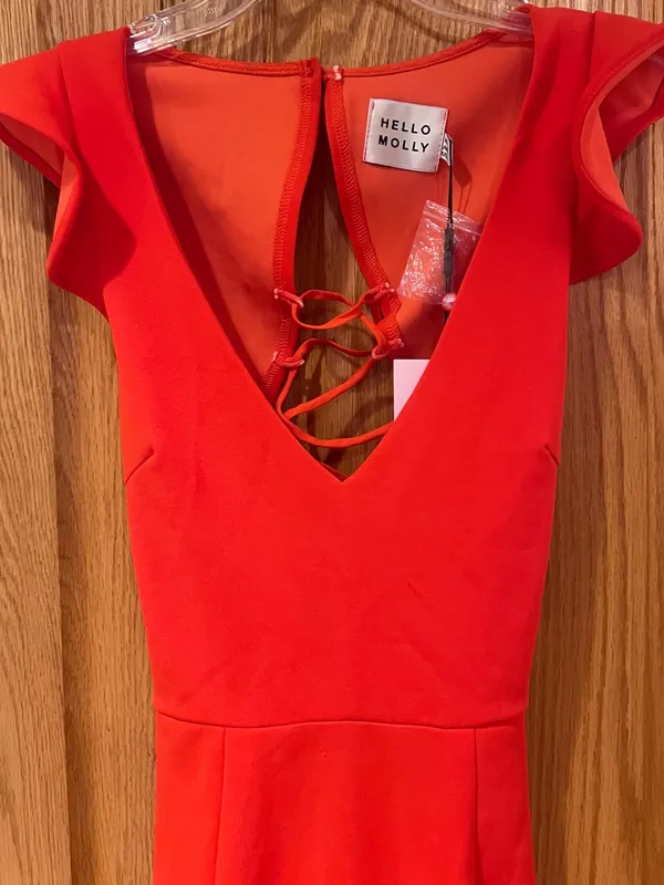 Hello Molly Take the Reigns V-Neck Lace-Up Back Ruffle Mini Dress Size XS 2 - Image 11