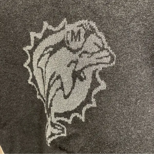 Cute Miami Dolphins NFL metallic logo charcoal gray sweater - Image 4