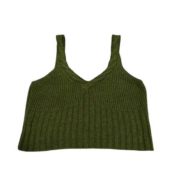 ANTHROPOLOGIE Crop Cable-knit Summer Sweater Tank In Green L - Image 4