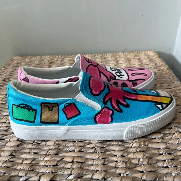 Hand painted shoes slip on‎ Size 8 Dr. Pepper Vacation Watermelon Waves Bags - Image 4