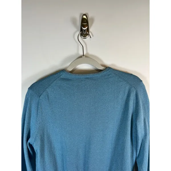 Brooks Brothers Womens Metallic Blue Cardigan and Shell Sweater Set 2 Piece Fair - Image 8