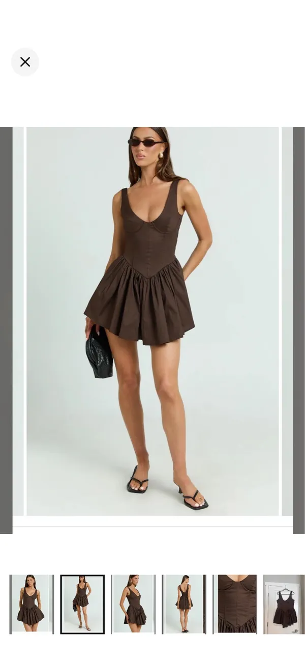 New Showpo Ashlyn Mini Dress in Chocolate Brown Size 12 L - Image 3