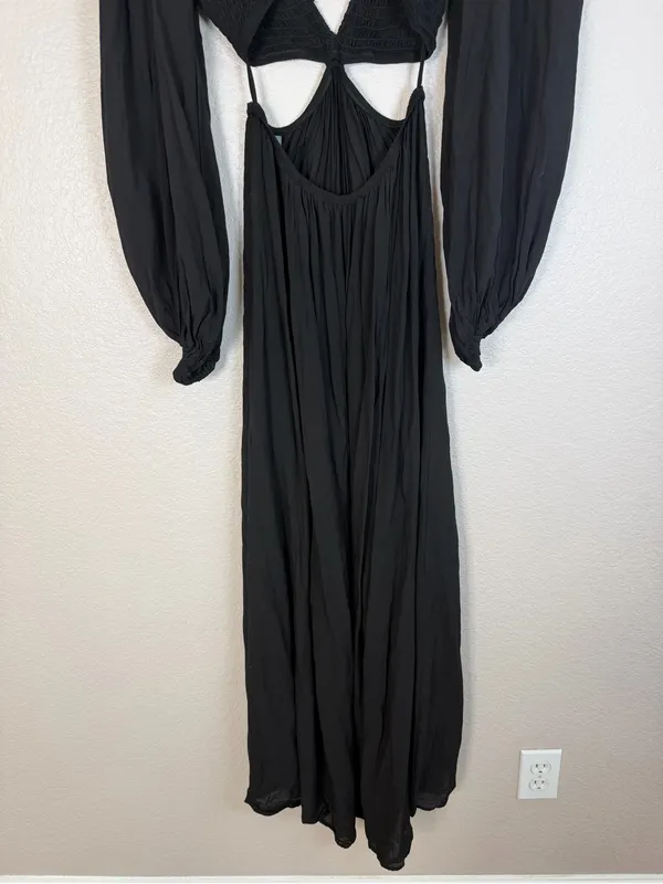 Indah Julie Solid Ruched Bodice Cutaway Maxi Dress Black Small $258 Revolve - Image 10