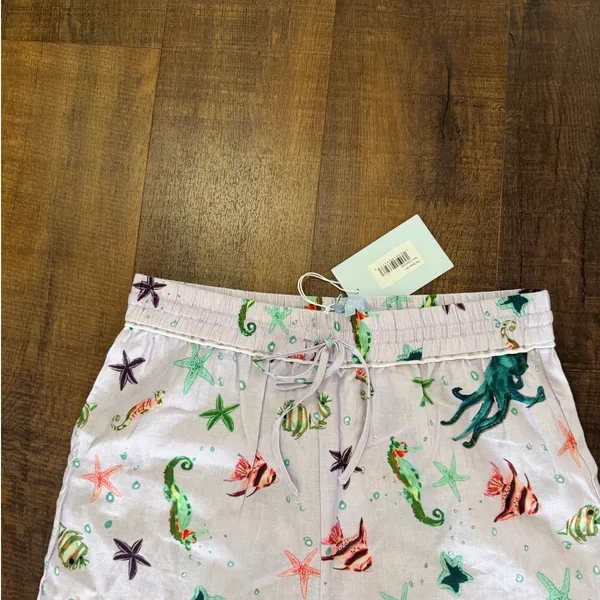 NWT Hill House Sea Creatures Linen Wide Leg Pants Women’s Size L - Image 3