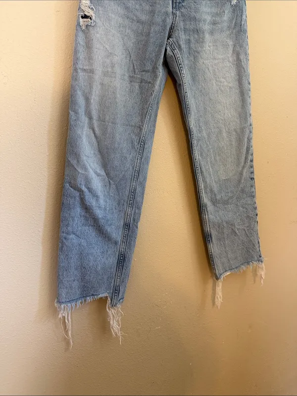 nuuds‎ Distressed Button Fly Raw Frayed Hem Straight Cotton Jeans Size 27 - Image 5