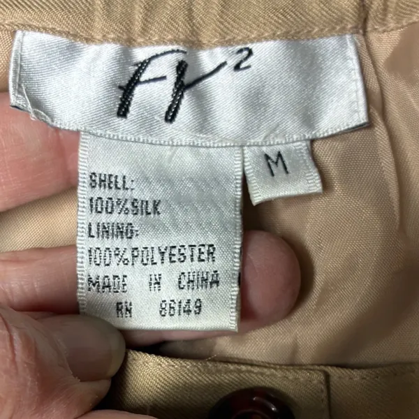 FT2 Tan 100% Silk Pleated Trousers High Rise Straight Leg Pants M - Image 4