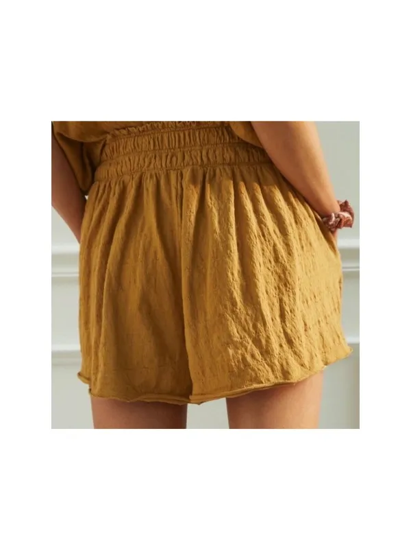 Anthropologie Daily Practice Kimberly Shorts Small Smocked Waist Pocket Pilates‎ Sporty Chic - Image 3