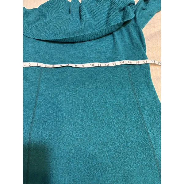 Athleta Teal Sweater Dress 2X Cowl Neck Tunic Organic Cotton Wool Pockets - Image 11