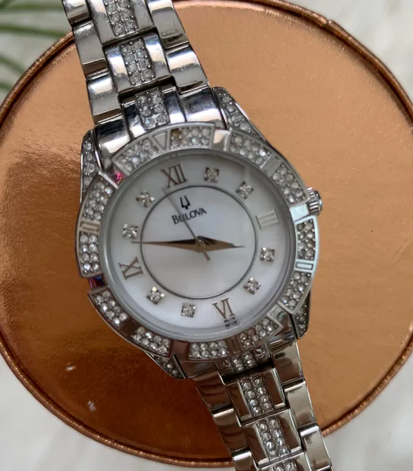 Bulova Woman’s Sterling Silver & Swarovski Watch - Image 4
