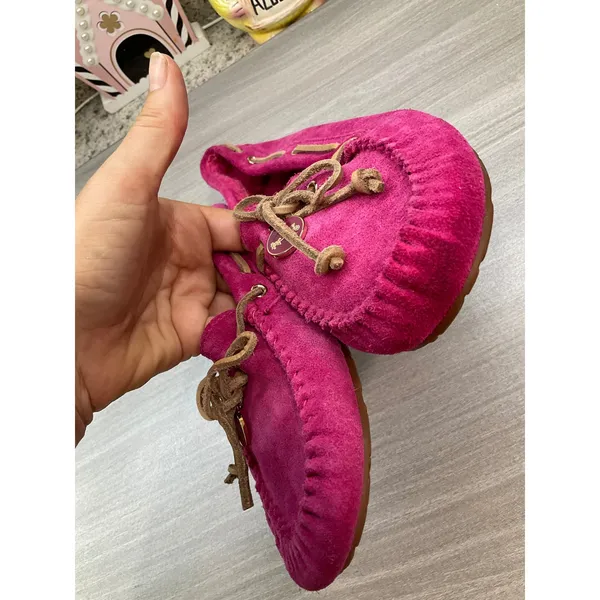 Coach Antonia Moccasin Pink Suede Slippers - Image 2
