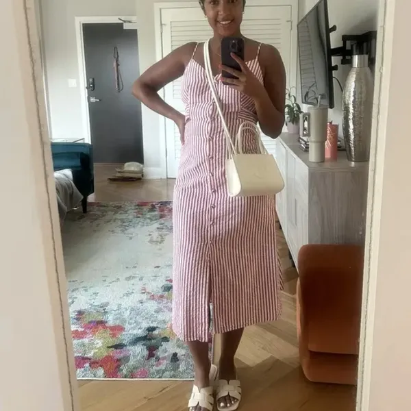 Jason Wu Red Candy Striped Midi Dress Size 12 Seersucker Sundress Cotton $290 - Image 4