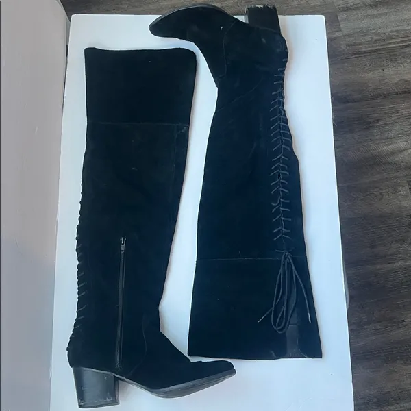 Aldo Womens Boots Black Real Suede Over The Knee Haskova Size 8.5 Pointed Toe‎ = - Image 2