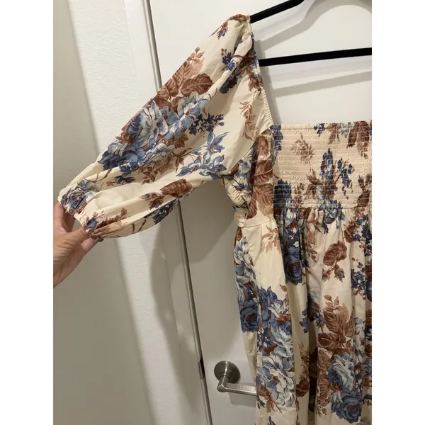 Abercrombie & Fitch Emerson Poplin Puff Sleeve Midi Dress XL Floral Boho - Image 4