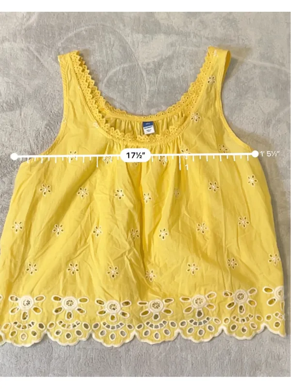 Old Navy Yellow White Eyelet Maxi Set L TALL - Image 4