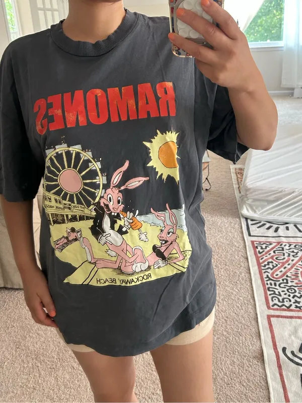 H&M Ramones funny graphic tee. L Gray Size L - Image 4