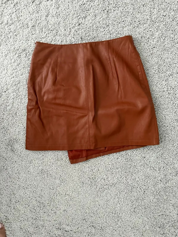 Forever 21 Rust Faux Leather Asymmetrical Mini Skirt - Image 2