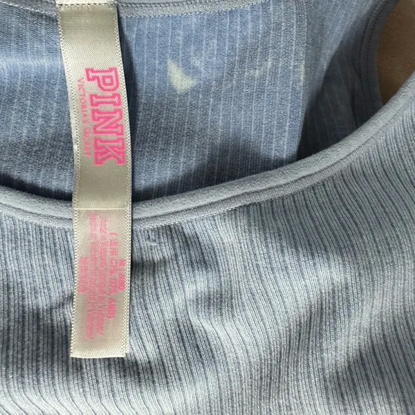 Victoria's Secret PINK Ribbed Crop‎ Top Bralette built in cups Blue Size M - Image 8