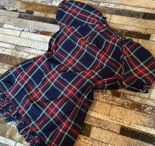Hill‎ House Katherine Tartan Plaid Holiday Mini Nap Dress Navy Size XS - Image 10